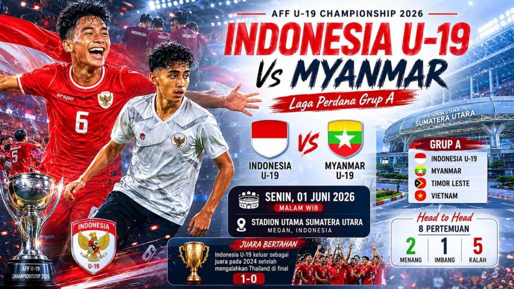Timnas Indonesia U19 Hadapi Myanmar pada Laga Pembuka Piala AFF U19 2026