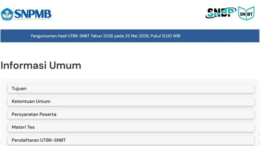 Panitia Umumkan Hasil Seleksi SNBT 2026 Serentak di Seluruh Indonesia