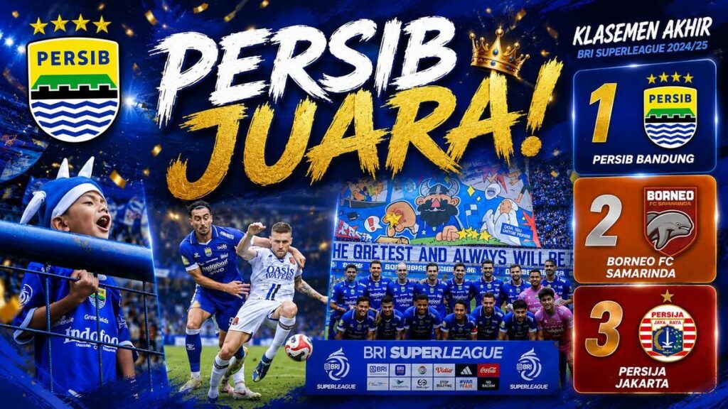 Persib Bandung Menjuarai Super League Usai Imbangi Persijap Jepara