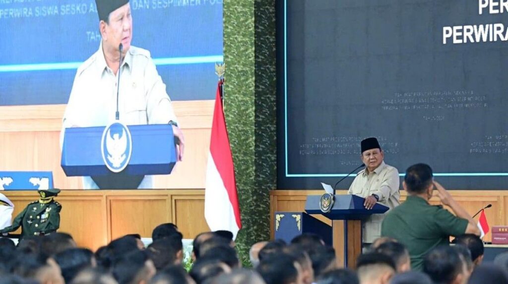 Presiden Prabowo Subianto Beri Taklimat Langsung ke 1.095 Perwira Siswa TNI-Polri