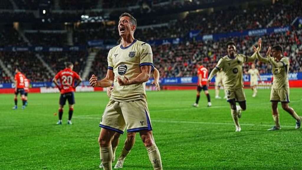 Barcelona Tekuk Osasuna Dua Satu Lewat Gol Robert Lewandowski