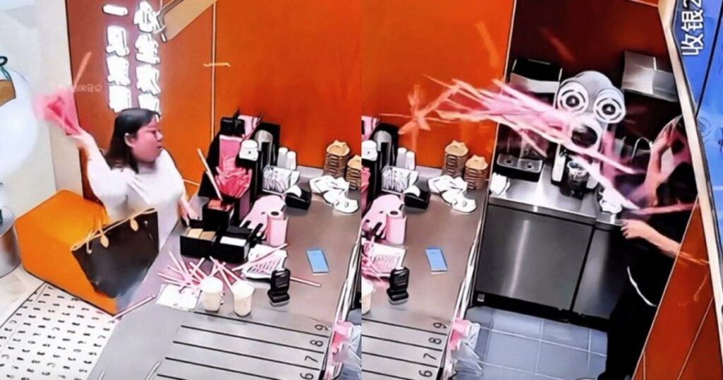 Viral Wanita Ngamuk Lempar Sedotan ke Pegawai Milk Tea di China