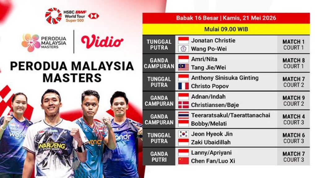 Jadwal Malaysia Masters 21 Mei 2026 Menampilkan Laga Lanny Apriyani