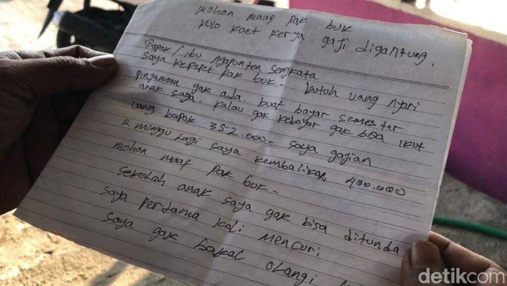 Pencuri Toko Kelontong di Mojokerto Kirim Surat Permintaan Maaf