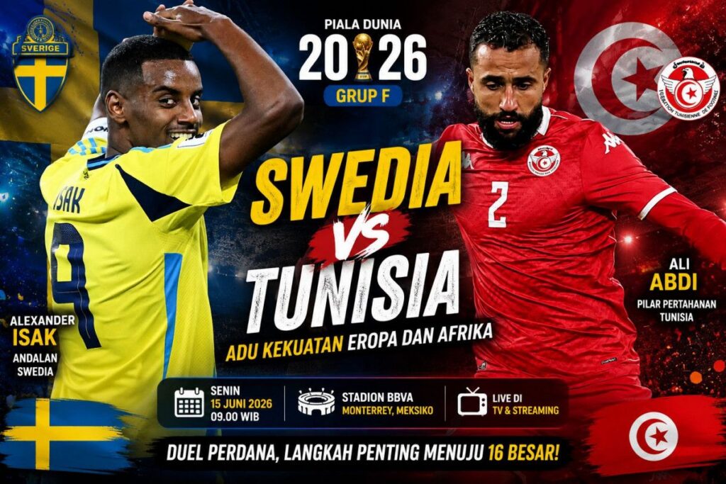 Swedia Hadapi Tunisia pada Laga Perdana Grup F Piala Dunia 2026
