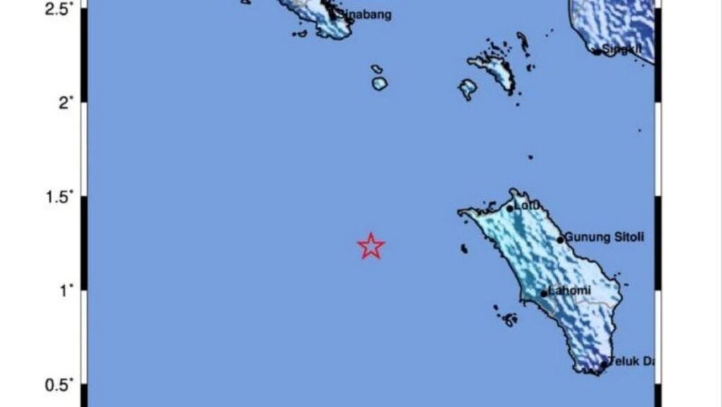 Gempa Magnitudo 4,1 Guncang Nias Barat akibat Aktivitas Megathrust