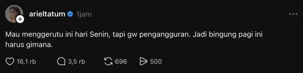Ariel Tatum Ramaikan Media Sosial Threads Lewat Unggahan Komedi
