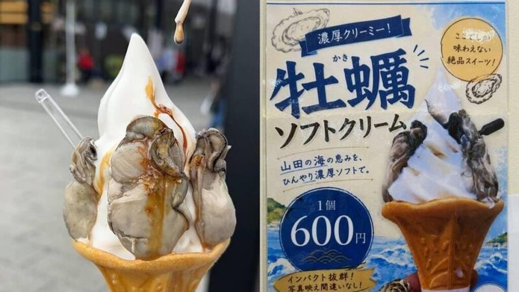 Rest Area di Jepang Jual Soft Serve Es Krim Topping Tiram Segar