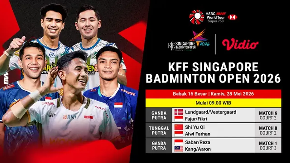 Jadwal dan Link Live Streaming KFF Singapore Badminton Open 2026 di Vidio
