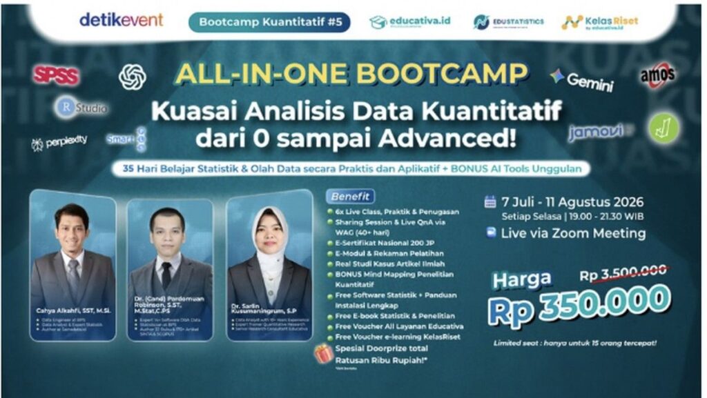 Bootcamp Analisis Data Kuantitatif Educativa Sediakan Sertifikat 200 JP