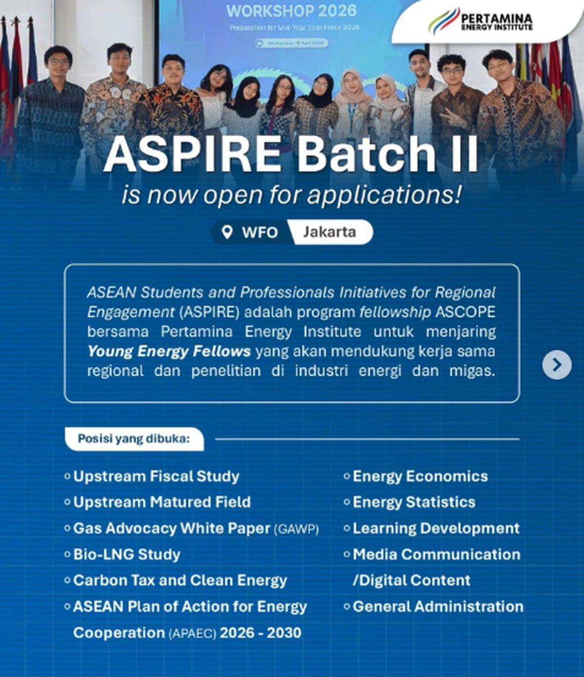 Pertamina Energy Institute dan ASCOPE Buka Fellowship ASPIRE Batch II