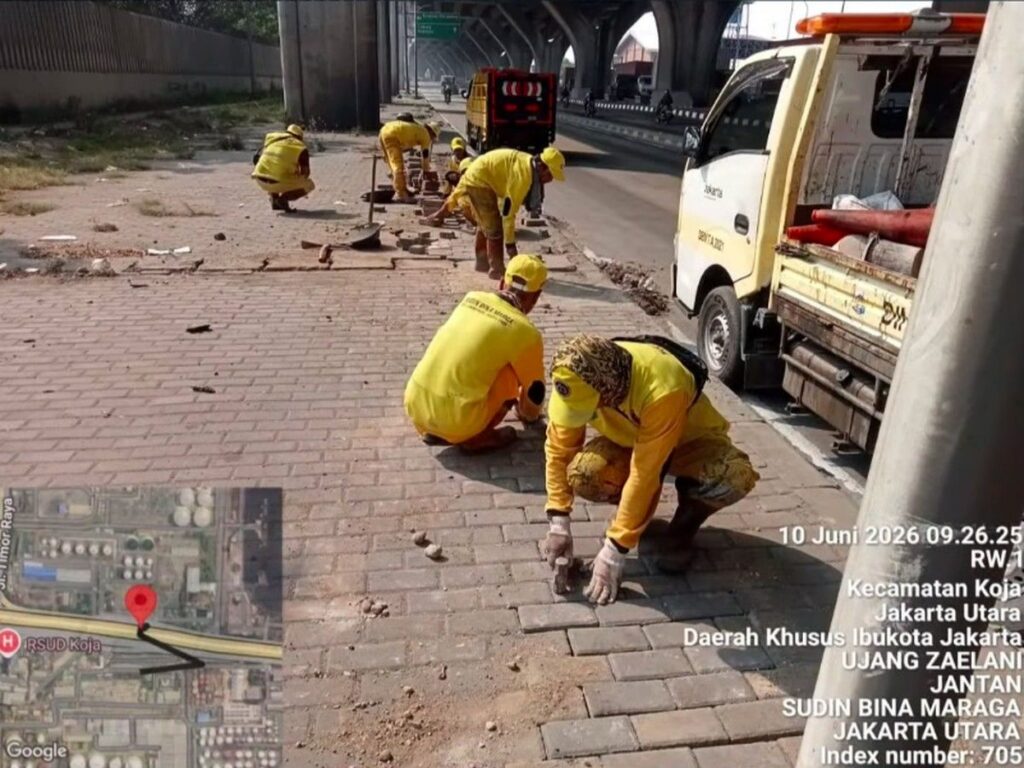 Bina Marga DKI Memperbaiki Trotoar Jalan Jampea Setelah Aksi Vandalisme