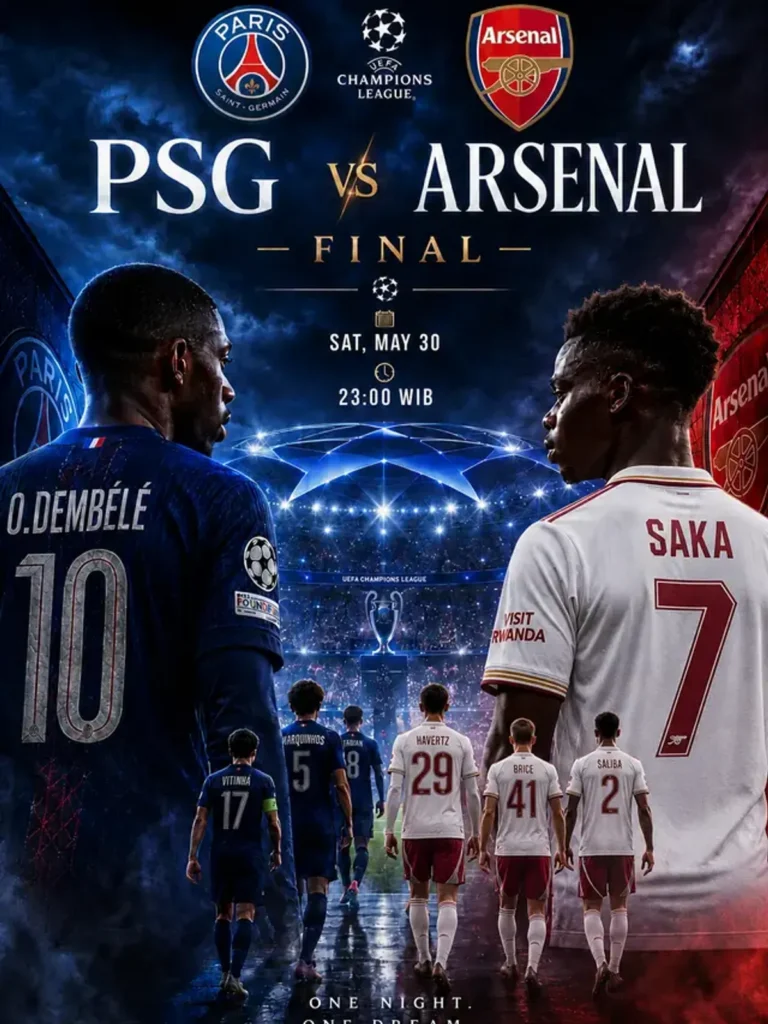 Arsenal Melawan PSG Berebut Trofi Juara di Final Liga Champions