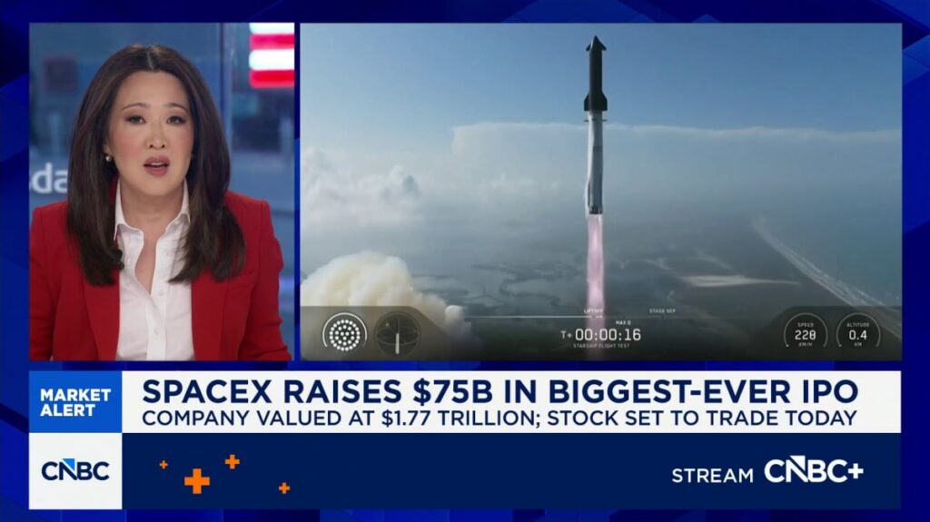 SpaceX Memulai Perdagangan Saham Perdana di Bursa Nasdaq