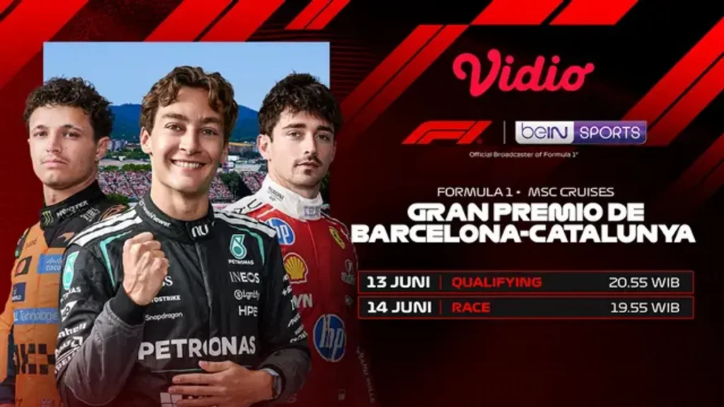 Jadwal dan Link Live Streaming F1 GP Barcelona 13-14 Juni 2026 di Vidio