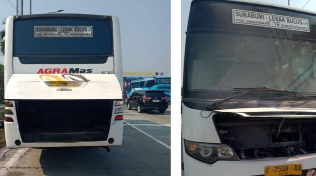 Bus Terbakar di Tol Jagorawi Akibat Korsleting Listrik