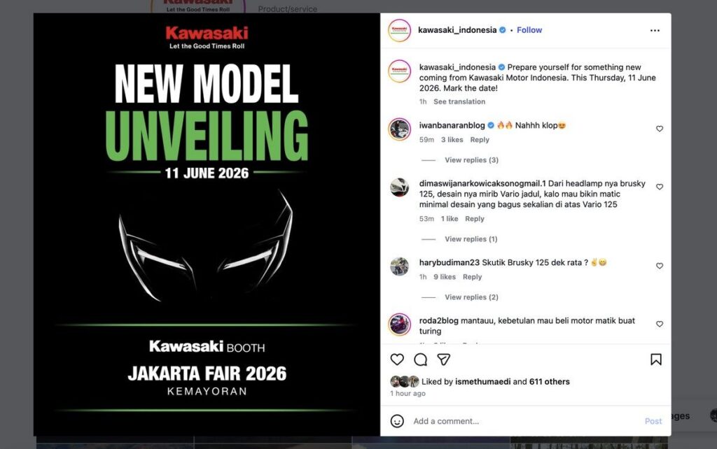Kawasaki Siap Luncurkan Motor Matic Baru di Jakarta Fair Kemayoran 2026