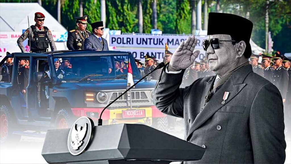 Presiden Prabowo Subianto Pimpin Upacara HUT Bhayangkara di Cikeas