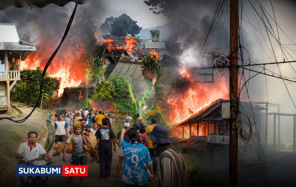 Kebakaran Hanguskan Rumah Adat Kasepuhan Ciptamulya Sukabumi