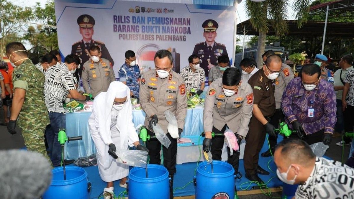 Polda Sumsel Musnahkan 19 Kg Sabu dan Ratusan Ekstasi