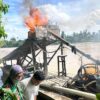 Polres Kuansing Musnahkan 12 Rakit Penambangan Emas Ilegal di Sungai Kuantan