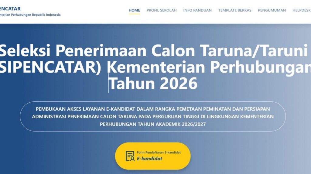 Kemenhub Buka Pendaftaran E-Kandidat Sipencatar Sekolah Kedinasan 2026