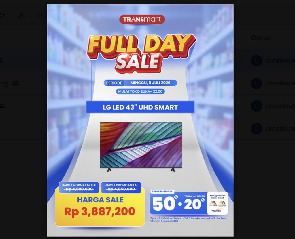 Transmart Gelar Full Day Sale Minggu 5 Juli 2026 Beri Diskon TV LED LG