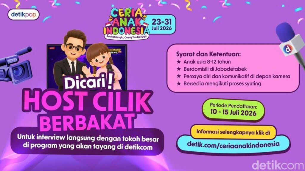 Ceria Anak Indonesia Cari Bakat Baru Lewat Audisi Host Cilik Tokoh Besar