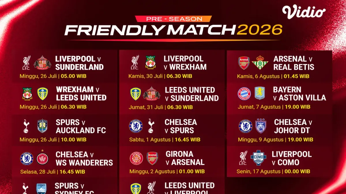 Vidio Tayangkan Siaran Langsung Pre-season Friendly Match 2026