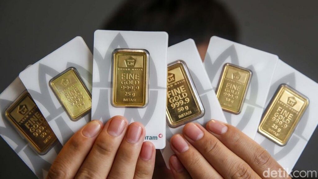 Harga emas Antam 24 Juli 2026 turun Rp 9.000 per gram