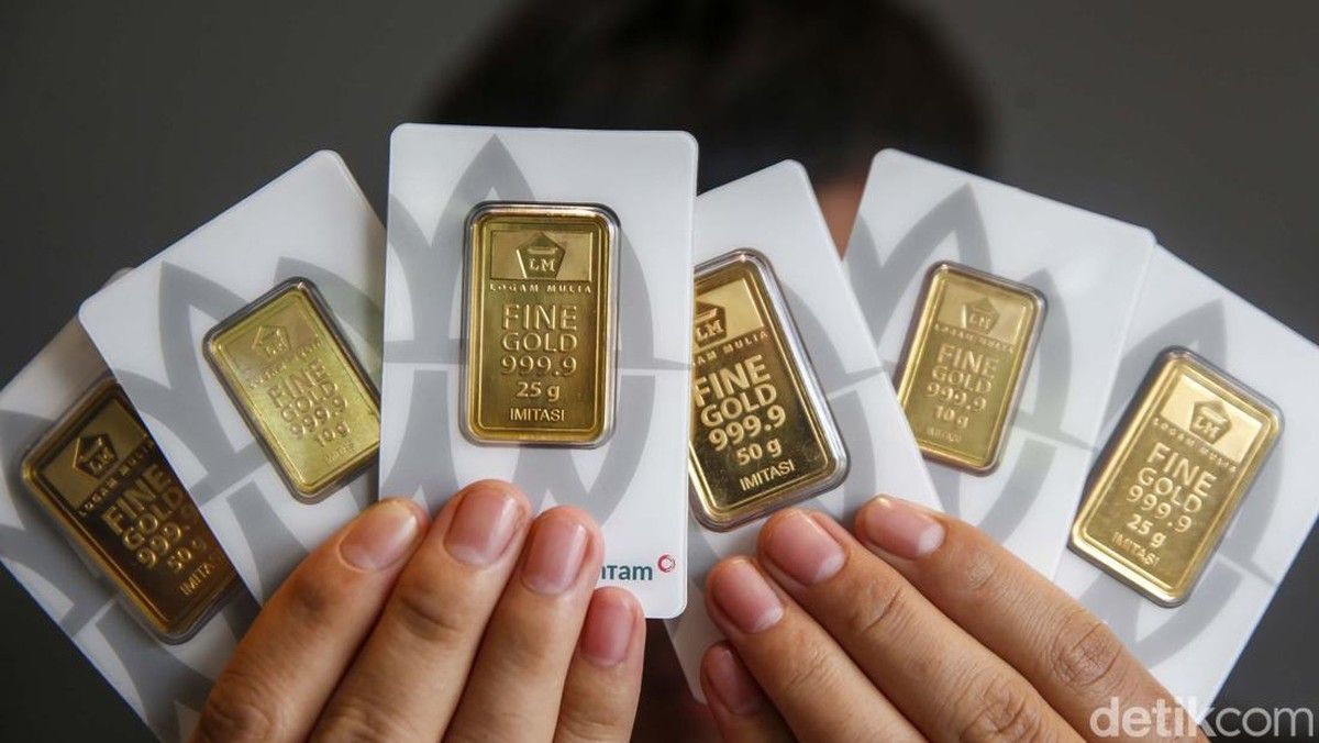 Harga emas Antam 24 Juli 2026 turun Rp 9.000 per gram