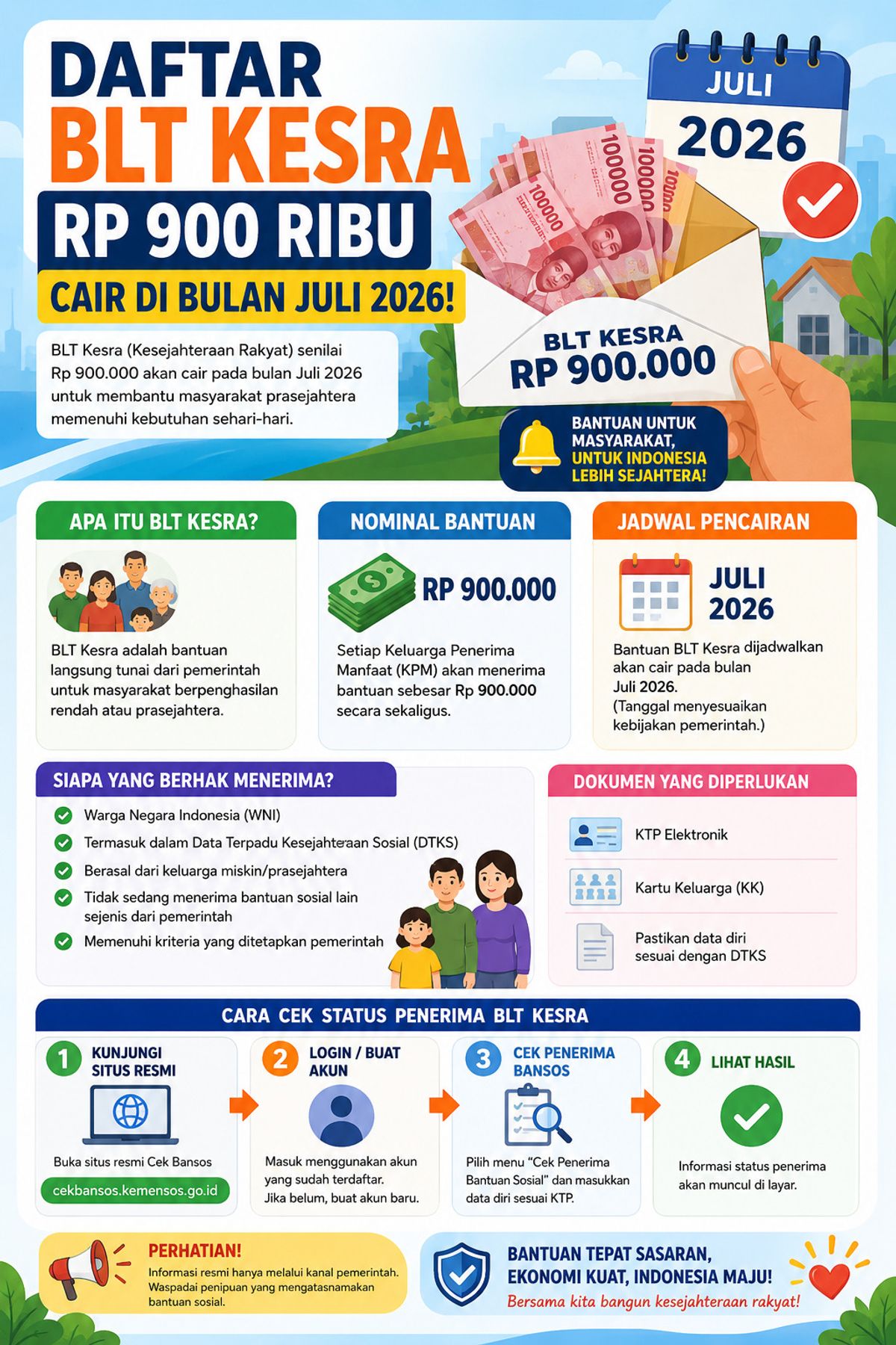 Pemerintah Belum Umumkan Pencairan Bansos BLT Kesra Juli 2026