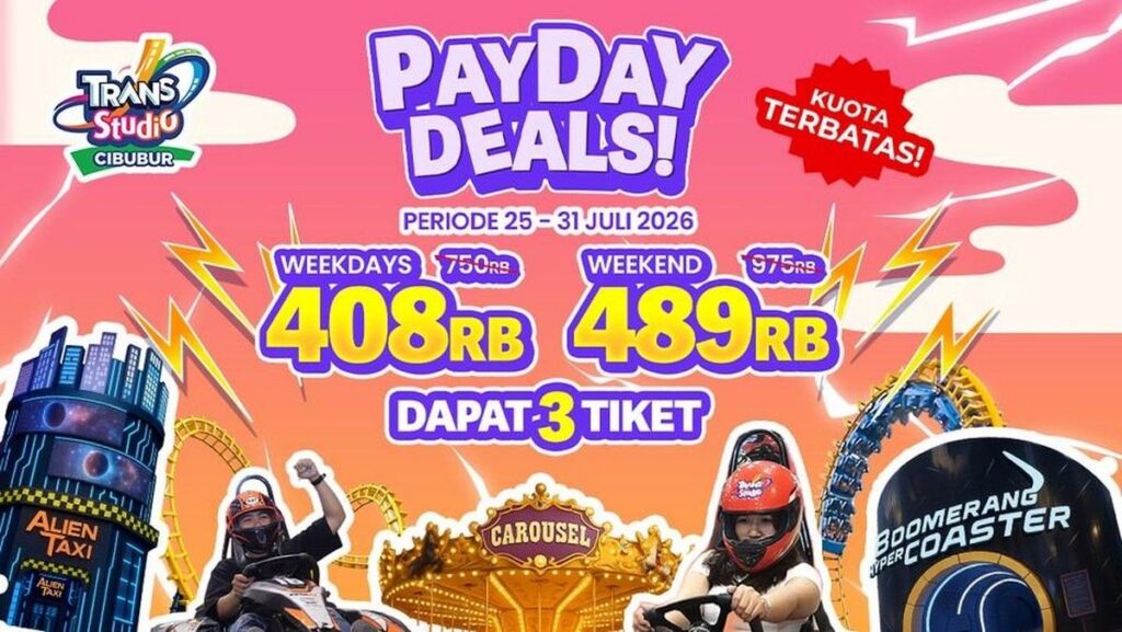 Promo Payday Deals Trans Studio Cibubur Tawarkan Paket Hemat Tiga Tiket