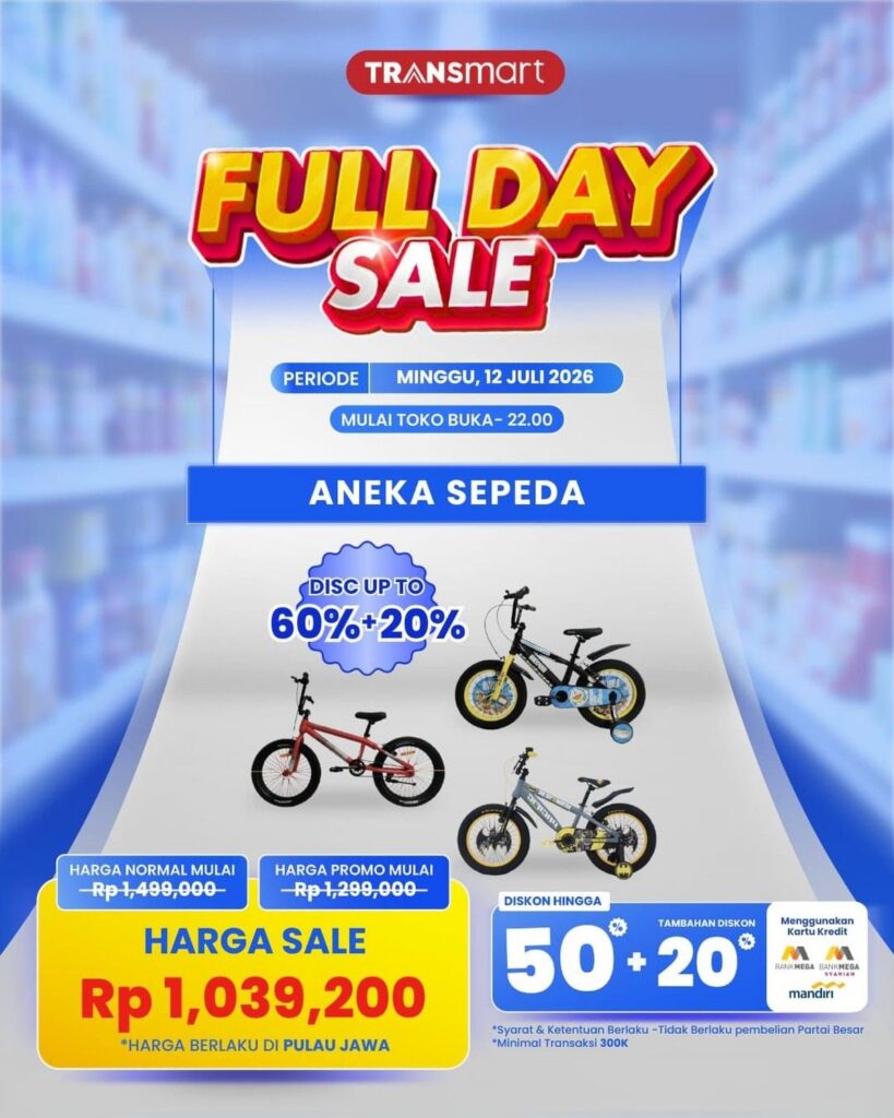 Transmart Gelar Full Day Sale 12 Juli 2026 Beri Diskon Sepeda Anak