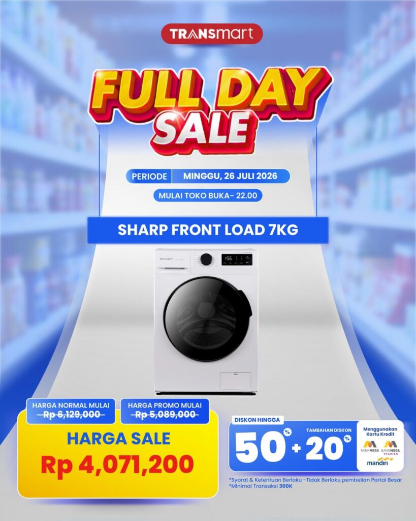 Transmart Gelar Full Day Sale Minggu 26 Juli 2026 Obral Mesin Cuci Sharp