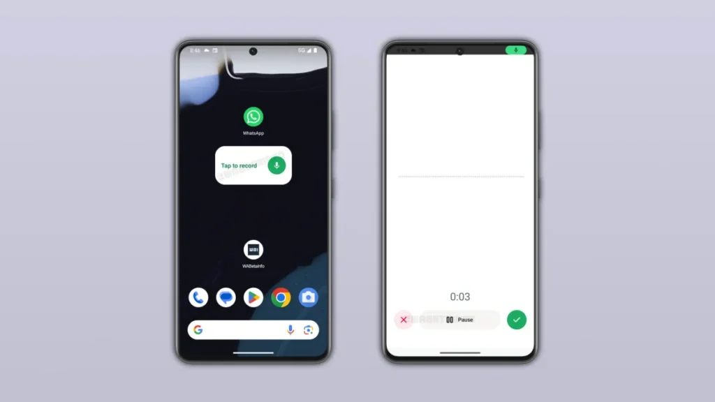 WhatsApp Uji Coba Widget Pesan Suara Android
