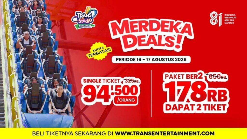 Trans Studio Cibubur Tawarkan Promo Merdeka Deals untuk Libur HUT RI ke-81