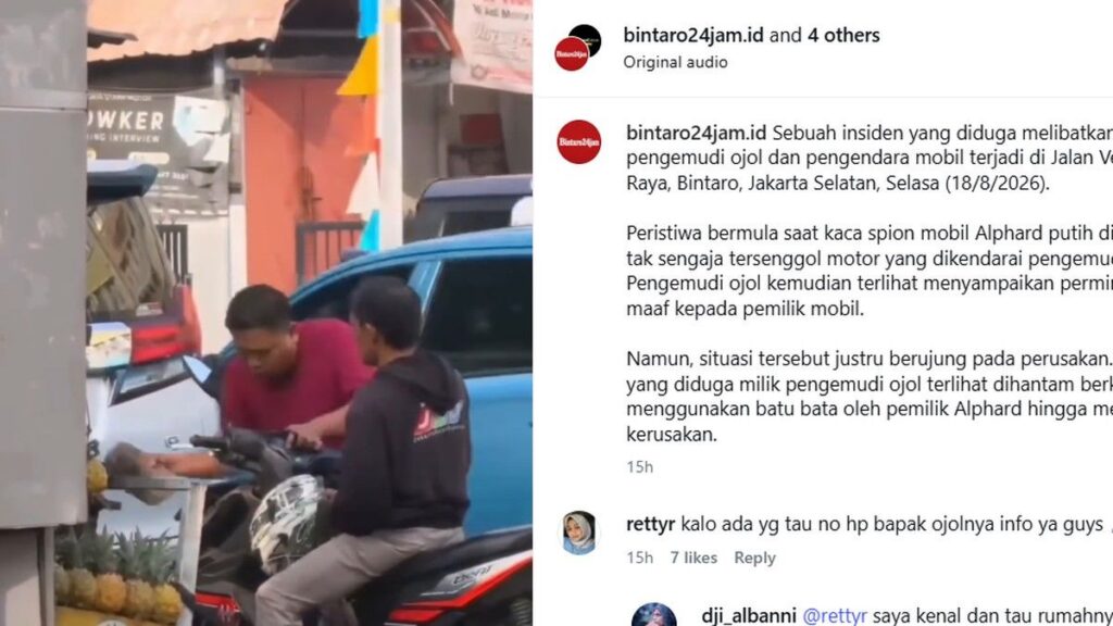 Sopir Alphard Rusak Motor Ojol di Bintaro Minta Maaf