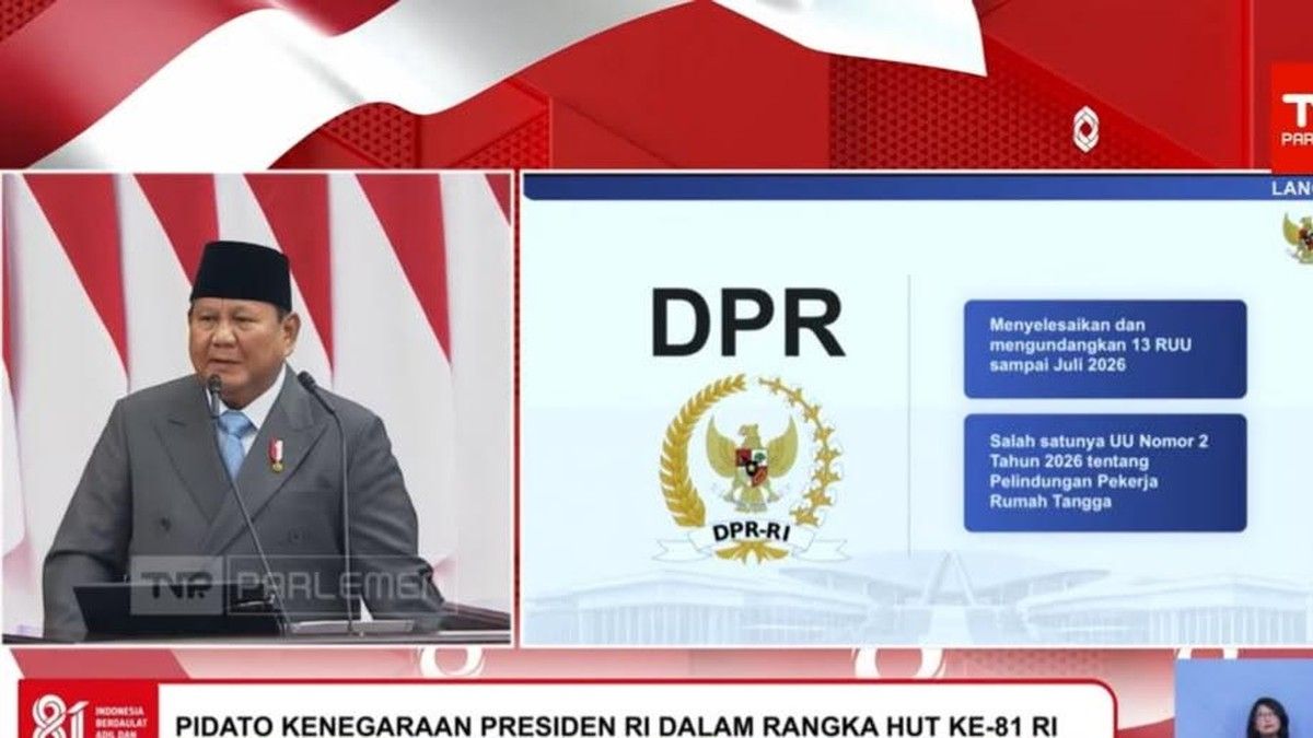 Prabowo Apresiasi Pengesahan UU PPRT dalam Sidang Tahunan MPR 2026