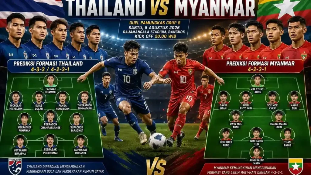 Thailand vs Myanmar Penentu Pendamping Semifinal Piala AFF 2026
