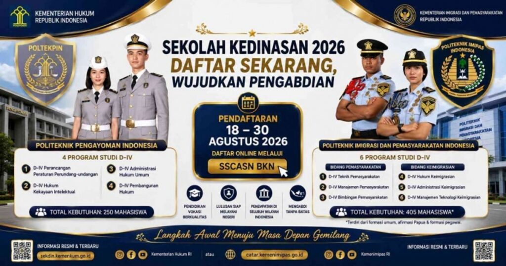 POLTEKPIN dan Poltekimipas Buka Pendaftaran Kedinasan 18 Agustus 2026