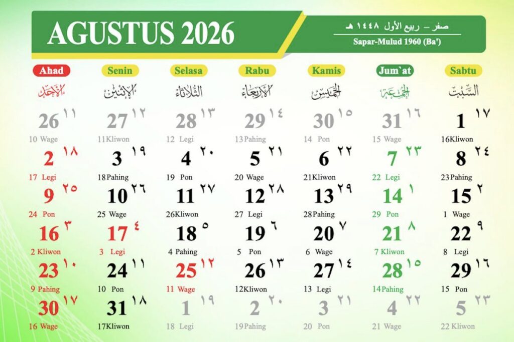 Pemerintah Tetapkan Dua Libur Nasional Pada Agustus 2026
