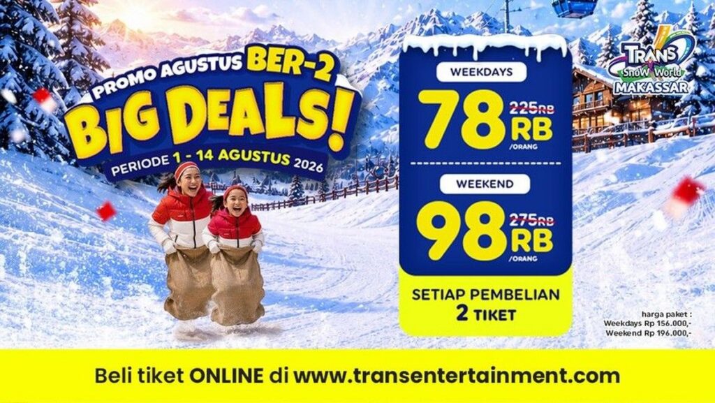 Promo Trans Snow World Makassar Tawarkan Tiket Berdua Rp 78 Ribu