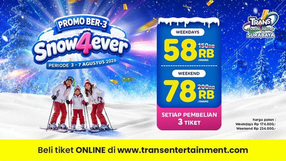 Trans Snow World Surabaya Tawarkan Promo Tiket Agustus dengan Harga Terjangkau