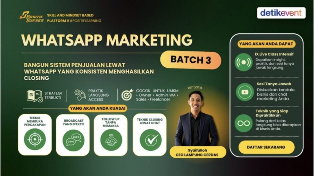Kelas WhatsApp Marketing Online Buka Pendaftaran Batch Ketiga