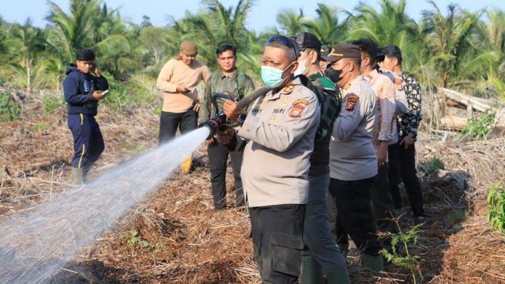 Personel Gabungan Padamkan Kebakaran Lahan Gambut di Inhil