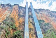 China Bangun Elevator Kaca 288 Meter untuk Lift Sekolah Anak Pegunungan
