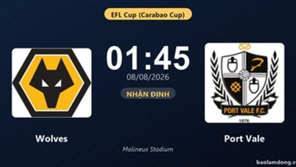 Wolverhampton Wanderers Bantai Port Vale 3-0 di Carabao Cup 2026