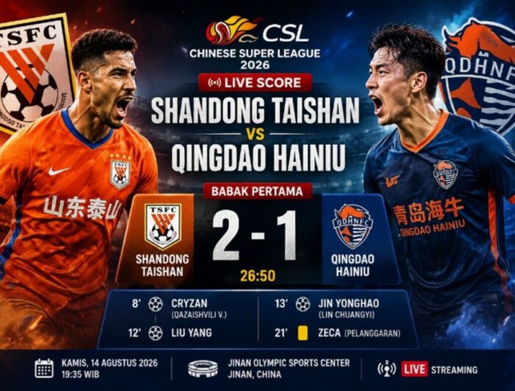 Shandong Taishan Ungguli Qingdao Hainiu 2-1 Babak Pertama