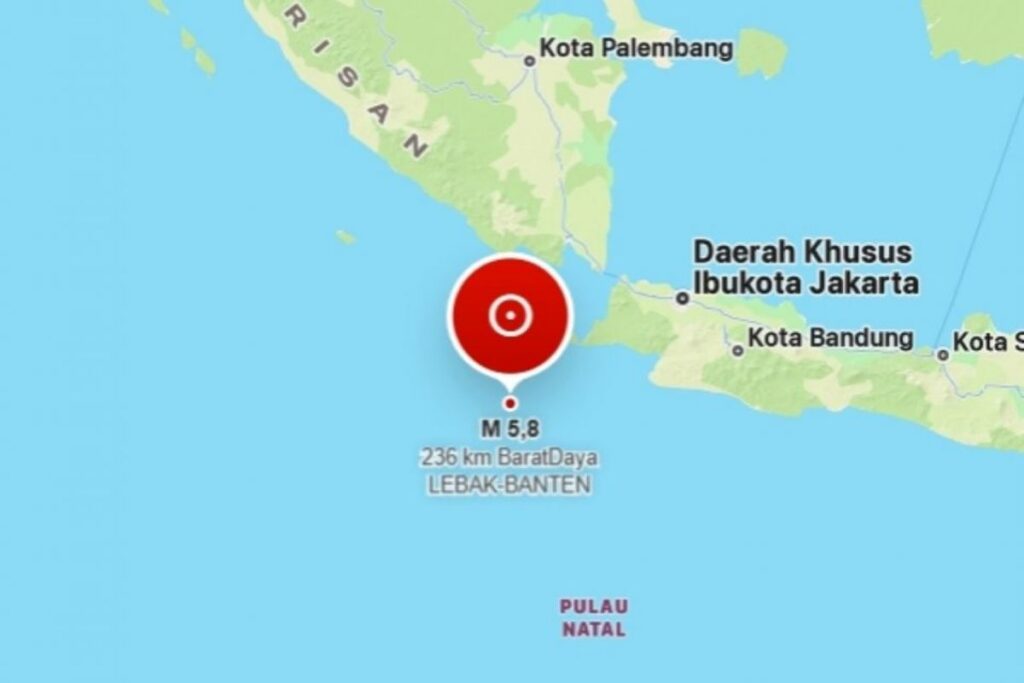 Gempa M 5,8 Guncang Pandeglang Banten Tanpa Potensi Tsunami